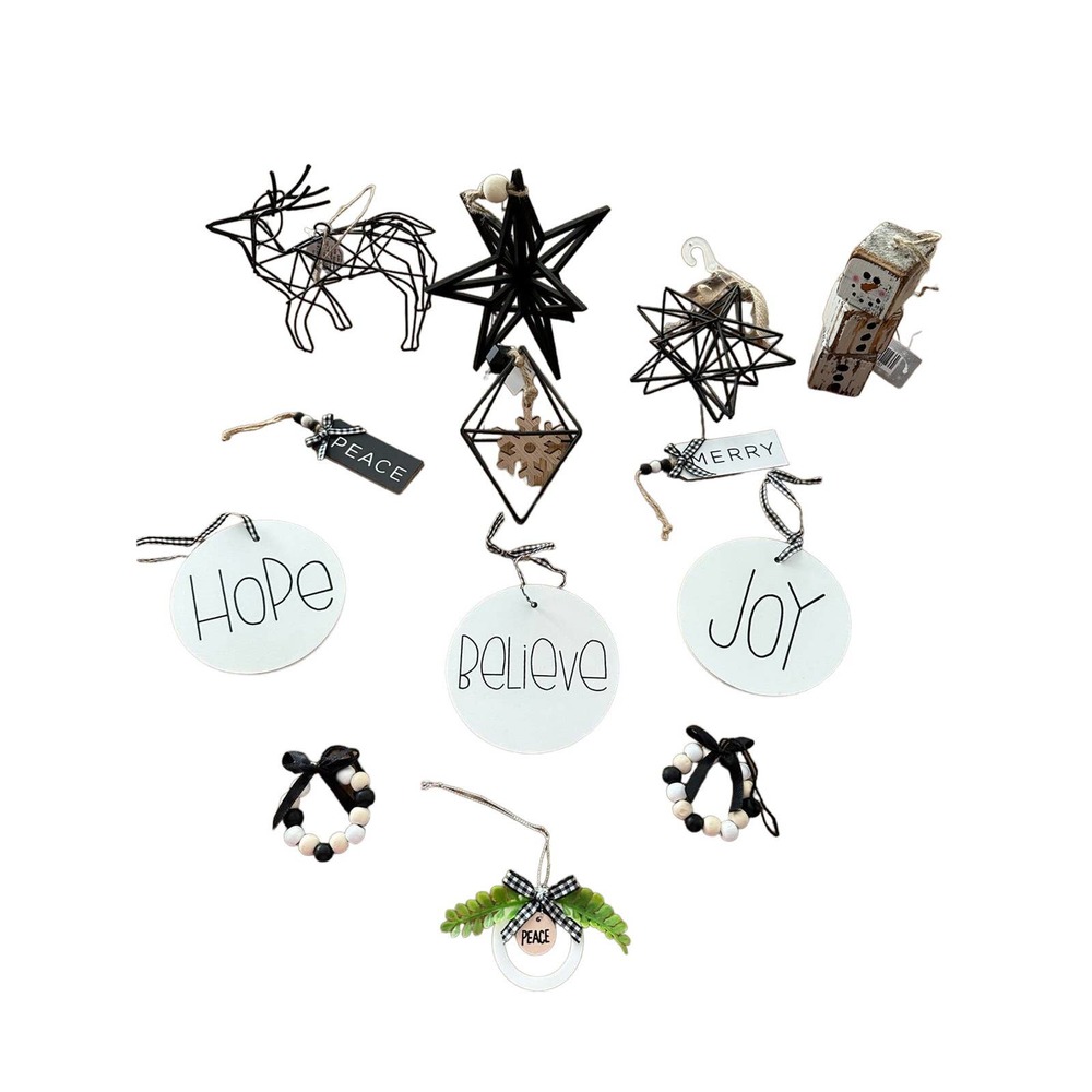 Ornament/tiered tray  black & white 13 piece set -NWT